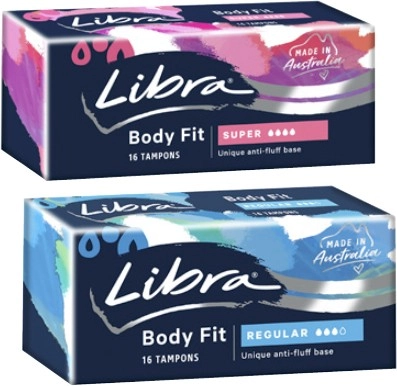 Libra Body Fit Regular or Super Tampons 16 Pack