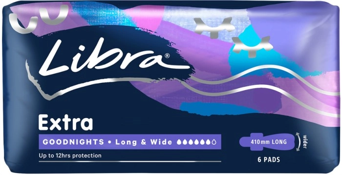 Libra Goodnight Pads Extra Long & Wide 6 Pack