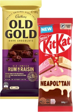 Nestlé Block Chocolate 118g-180g or Cadbury Old Gold Block Chocolate 170g-180g