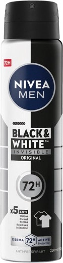 Nivea Men Antiperspirant Aerosol Deodorant Invisible Black & White 250mL