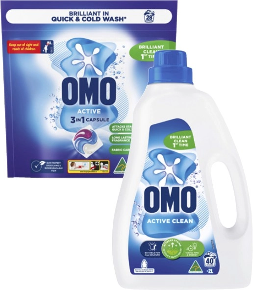 Omo Laundry Liquid 2 Litre or Capsules 28 Pack