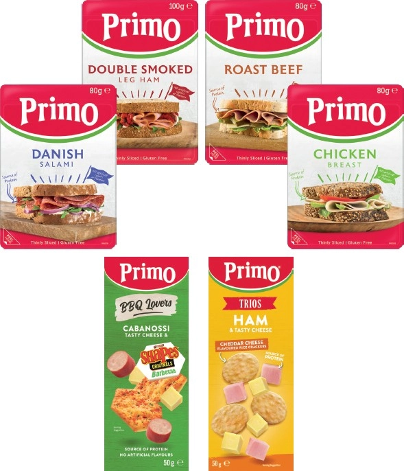 Primo Sliced Meats 80g-100g or Primo Trios 50g