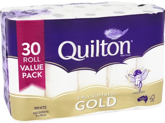 Quilton 4-Ply Softness Gold Toilet Tissue 30 Pack