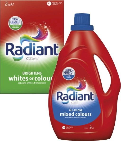 Radiant Laundry Liquid 2 Litre or Powder 2kg