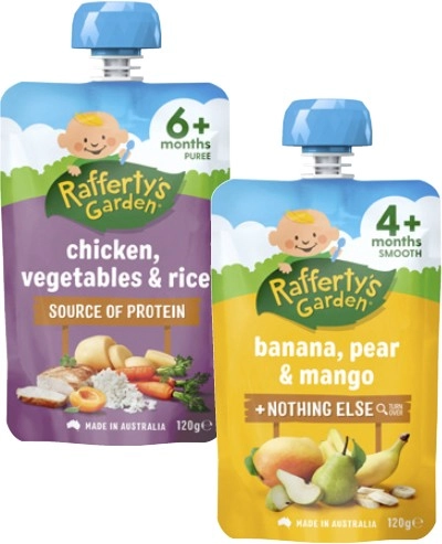 Rafferty's Garden 4+ Months, 6+ Months or 8+ Months Baby Food Pouch 120g