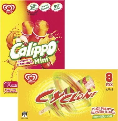 Streets Calippo or Cyclone 8 Pack-10 Pack 575mL-688mL