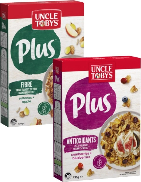 Uncle Tobys Plus Cereal 410g-435g