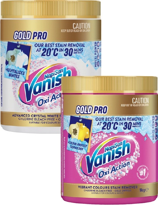 Vanish NapiSan Gold Pro Oxi Action Stain Remover Powder 1kg Selected Varieties