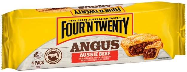 Four’N Twenty Angus Beef or Plant Based Pies 4 Pack Selected Varieties