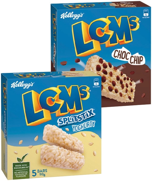 Kellogg's LCMs or Nutri‑Grain Bars 5 Pack Selected Varieties