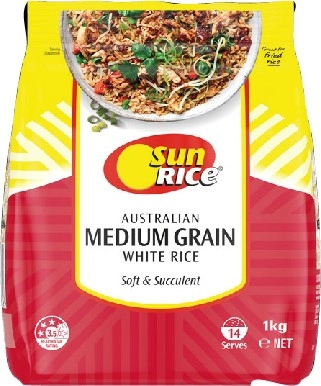 SunRice White or Brown Medium Grain Rice 1kg