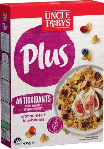 Uncle Tobys Plus Cereal 410‑435g Selected Varieties