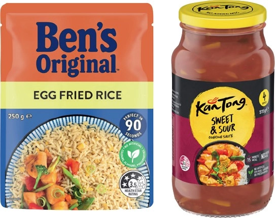 Ben’s Original Rice 240-250g or KanTong Cooking Sauce 485-520g Selected Varieties