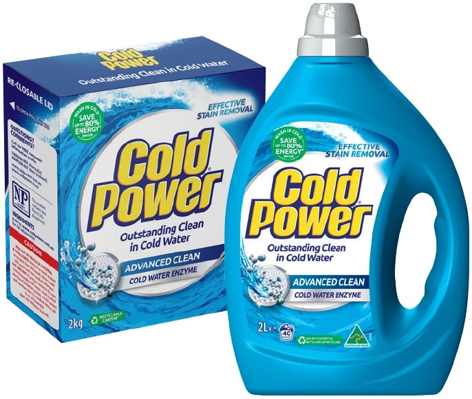 Cold Power Laundry Liquid 2 Litre, Powder 2kg or Capsules 26 Pack Selected Varieties