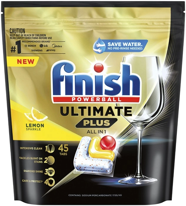 Finish Ultimate Plus All in 1 Lemon Sparkle Dishwashing Tablets 45 Pack