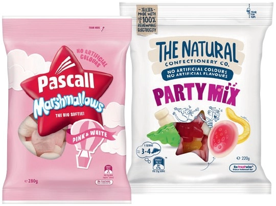 The Natural Confectionery Co. 130‑230g, Pascall 150‑300g or Sour Patch Kids Bag 190g Selected Varieties