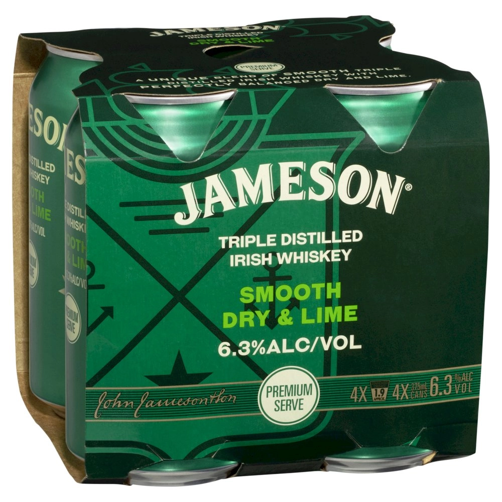 Jameson Smooth Dry & Lime 6.3% Cans 4x375ml