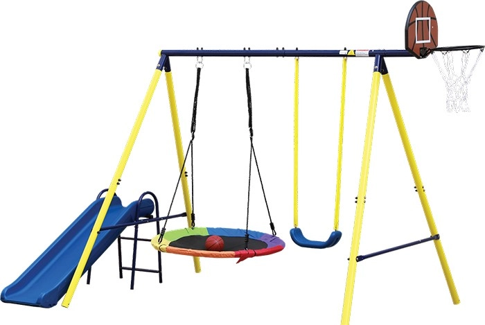 Skyfly Swing Set With Slide And Hoop