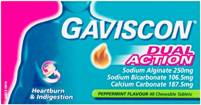 Gaviscon Dual Action Peppermint Flavour 48 Chewable Tablets