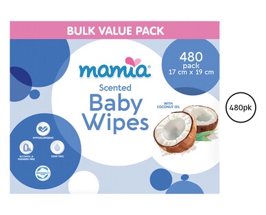 Scented Baby Wipes with Coconut Oil 6 x 80pk