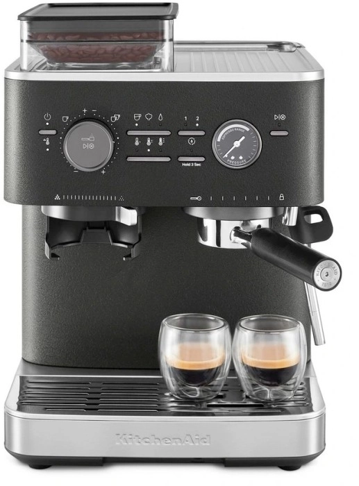 KitchenAid Semi Auto Espresso Machine with Burr Grinder in Cast Iron Black