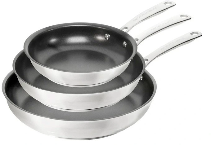 The Cooks Collective ONE Stainless Steel Non-Stick 20cm, 24cm and 28cm Frypan Set