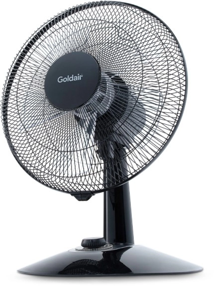 Goldair 30cm Whisper Quiet Desk Fan in Black