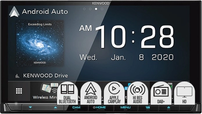 Kenwood 6.8” HD AV Head Unit Apple CarPlay & Android Auto DAB+