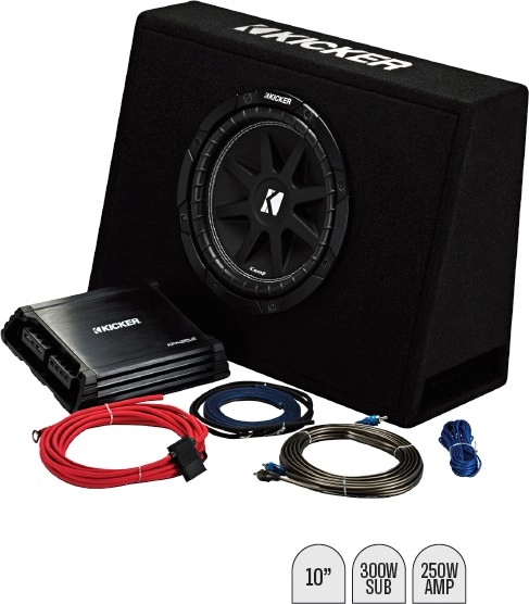 Kicker 10” Subwoofer in Slim Enclosure Plus Amplifier & Wiring Kit