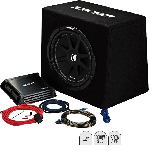 Kicker 12” Subwoofer in Custom Ported Enclosure & Amp