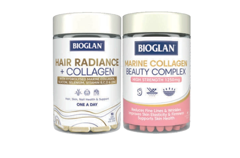 Bioglan Hair Radiance + Collagen 90 Capsules or Marine Collagen Beauty Complex 60 Tablets