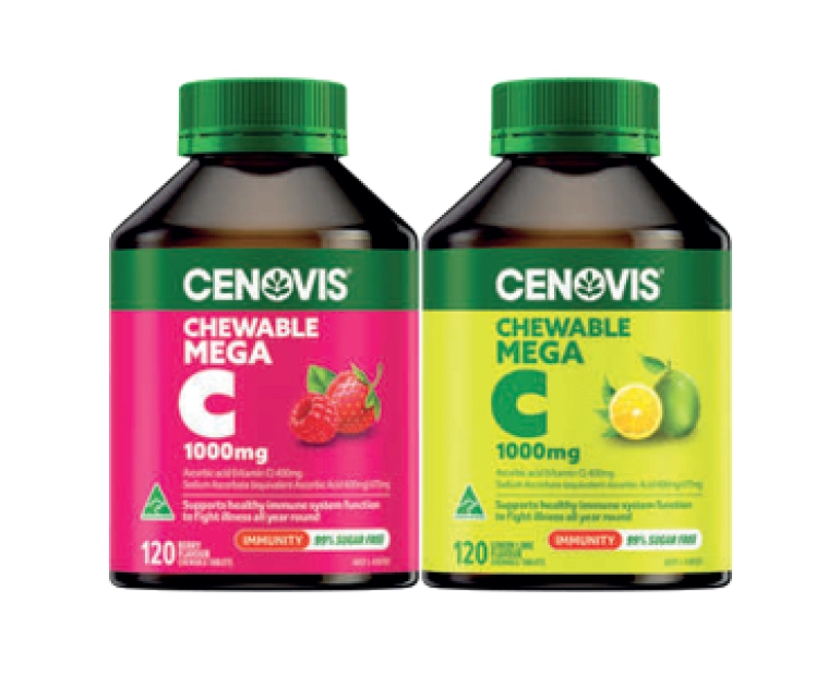 Cenovis Chewable Mega C 1000mg Berry or Lemon Lime 120 Tablets