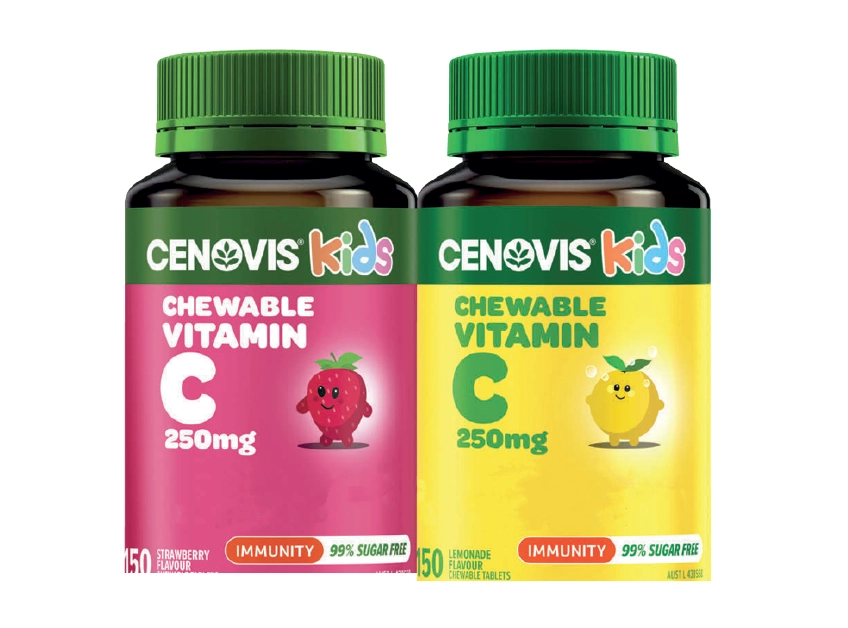 Cenovis Kids Chewable Vitamin C 250mg Strawberry or Lemonade 150 Tablets