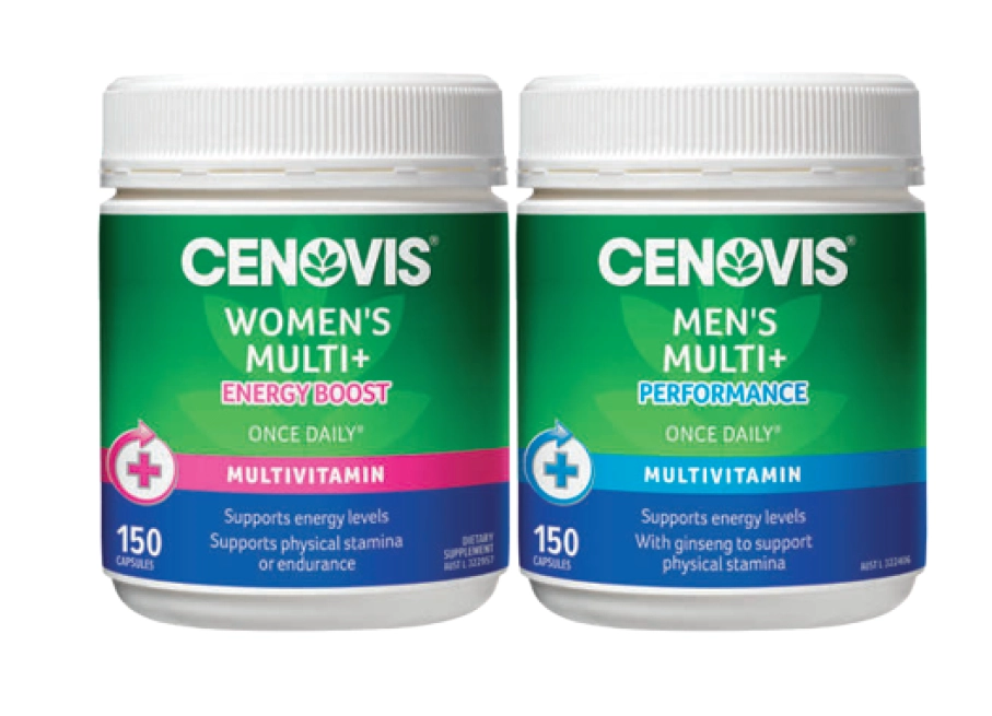 Cenovis Women’s Multi + Energy Boost or Men’s Multi + Performance 150 Capsules