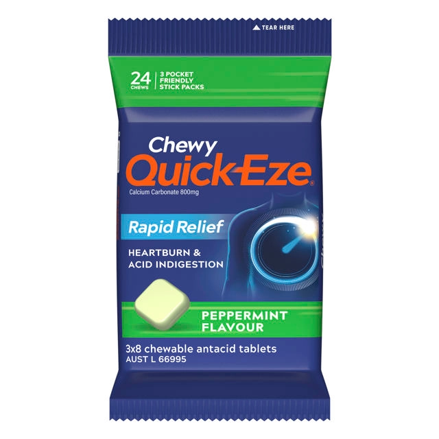 Quick-Eze Heartburn & Indigestion Relief Chewy Peppermint 24 Tablets