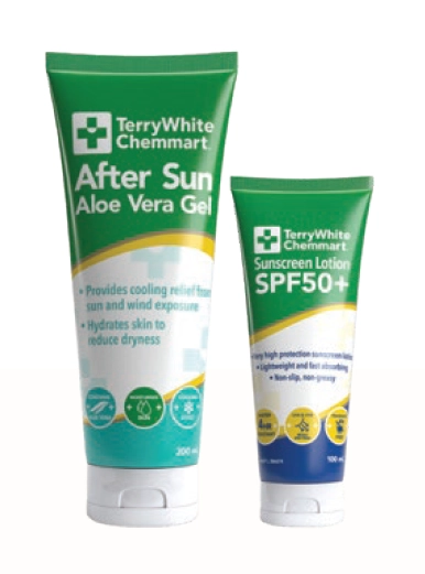 TerryWhite Chemmart After Sun Aloe Vera Gel 200ml, Sunscreen SPF50+ 100ml