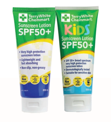 TerryWhite Chemmart Sunscreen Lotion SPF50+ 200ml, Kids Sunscreen Lotion SPF50+ 200ml