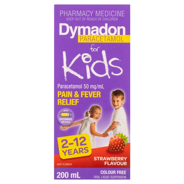 Dymadon Paracetamol For Kids 2 - 12 Years Strawberry 200ml