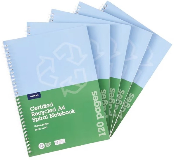 J.Burrows A4 120 Page Notebook 5 Pack - Recycled