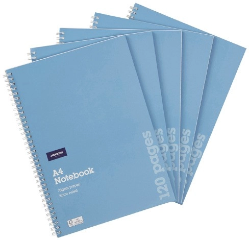 J.Burrows A4 120 Page Notebook 5 Pack