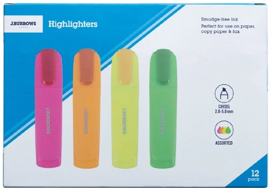 J.Burrows Highlighters 12 Pack