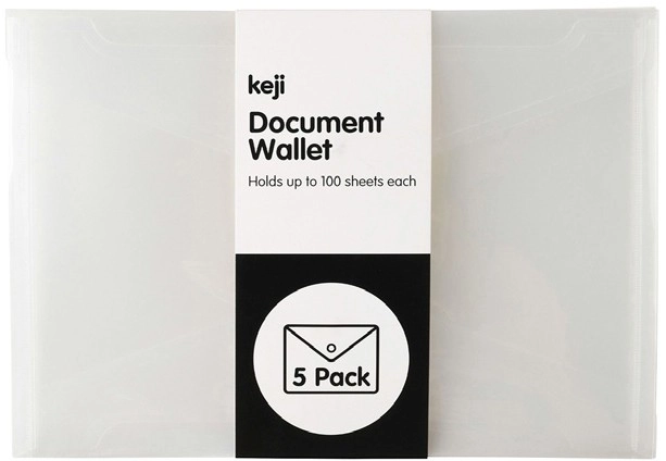 Keji 5 Pack A4 Document Wallets