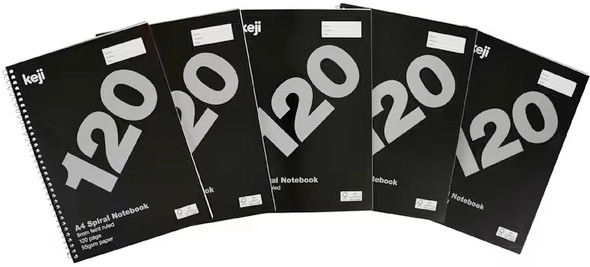 Keji 5 Pack A4 Notebooks 120 Page