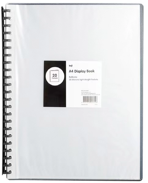 Keji A4 Display Book - Clear and Black