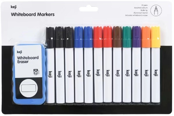 Keji Whiteboard Markers and Eraser Pack