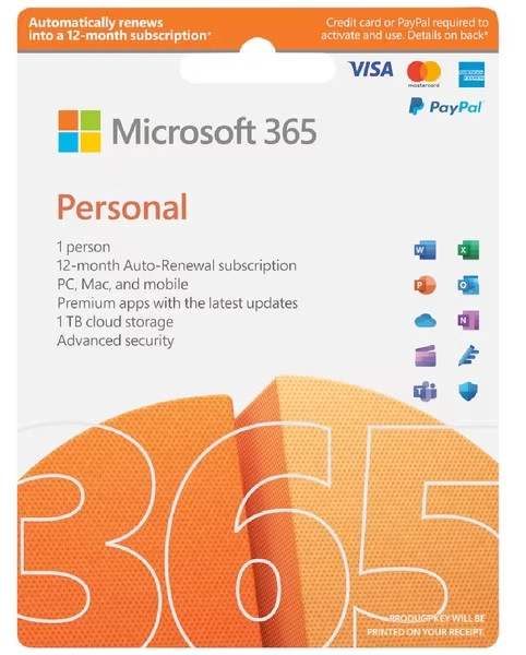 Microsoft M365 Personal 1 Year Subscription - Download