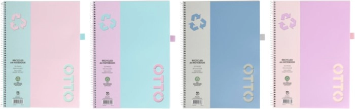 Otto A4 120 Page Recycled Spiral Notebooks