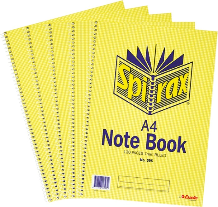 Spirax 5 Pack A4 120 Page Notebooks