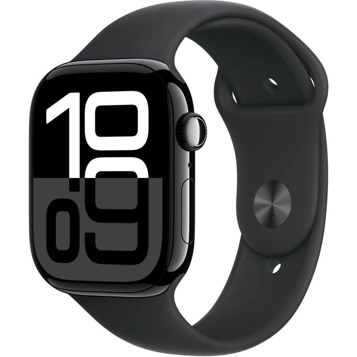 Apple Watch Series 10 46mm Jet Black Aluminium Case GPS Sport Band (M/L) [Black]