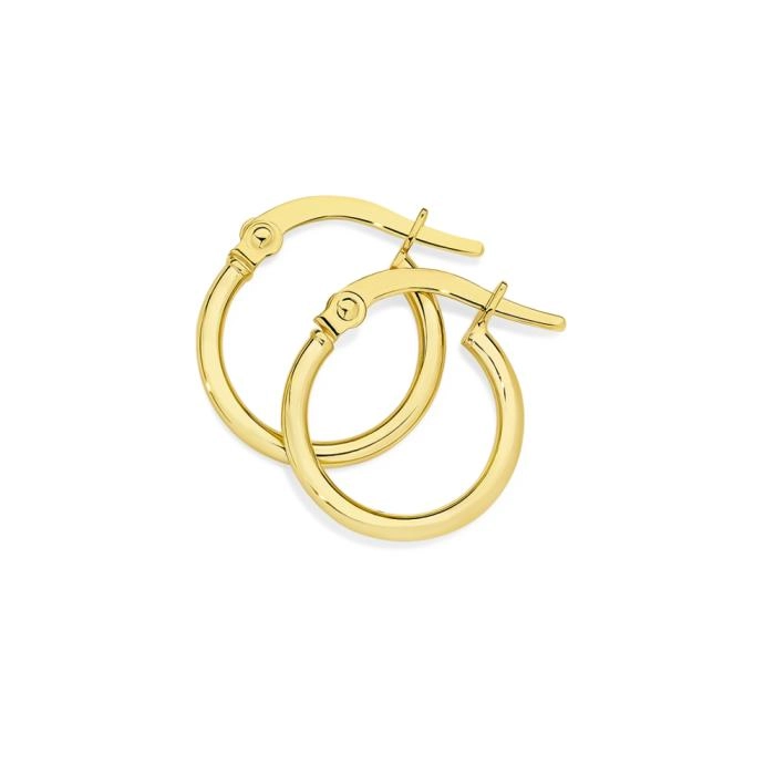 9ct Gold 10mm Polished Hoop Earrings